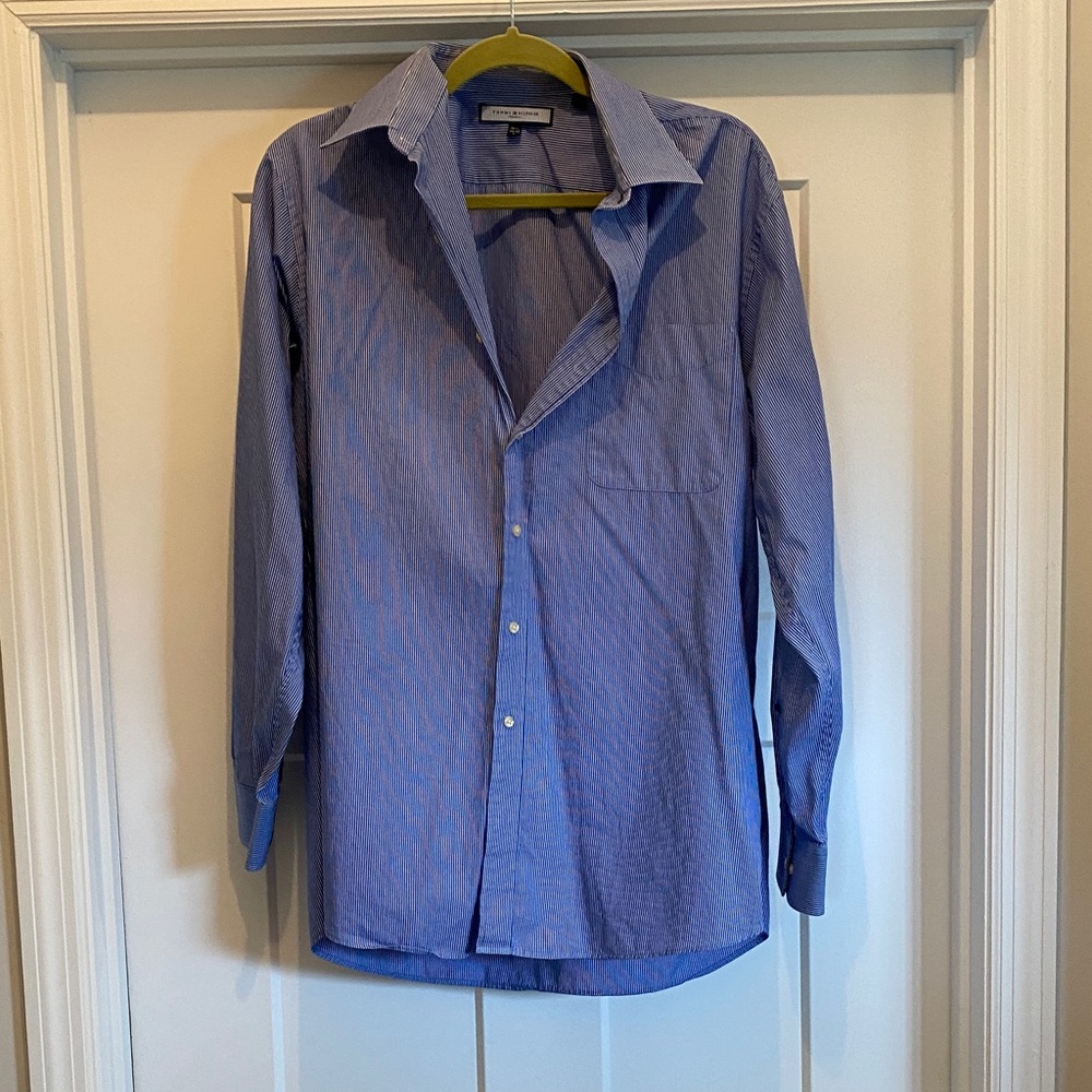 Tommy Hilfiger Men's Blue Dress Shirt Large